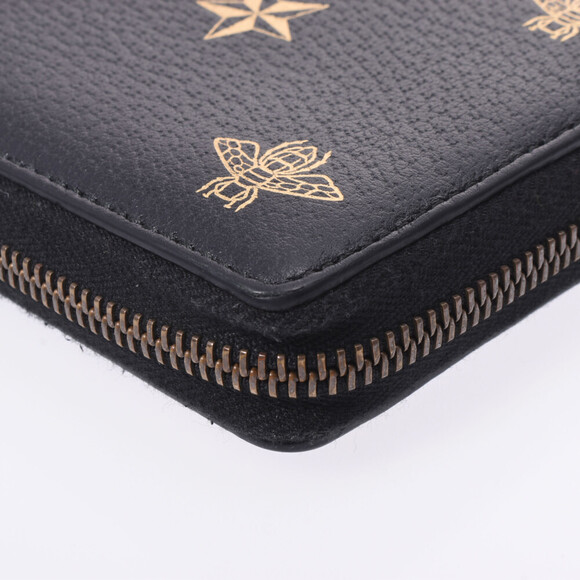 Gucci Bee Star Round Zipper Black Long Wallet - Picture 6 of 12